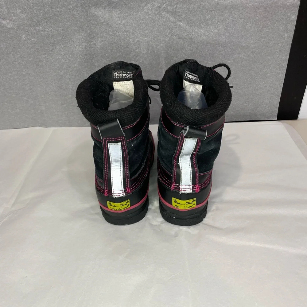 Western Chief Children's Lace-up Snow Boots Thermolite Black Hot Pink Size 1